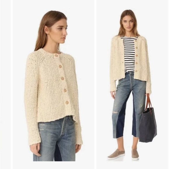 Current Elliott Size 1 Cream Ivory Cardigan - Picture 1 of 7